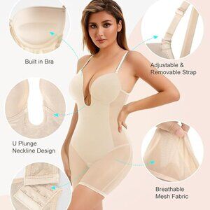 Decorus Women's Low Back Full Deep Plunge Strapless Bodysuit